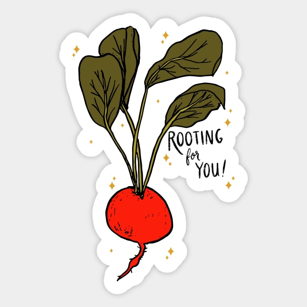 rooting for you - radish pun Sticker by Maddyslittlesketchbook